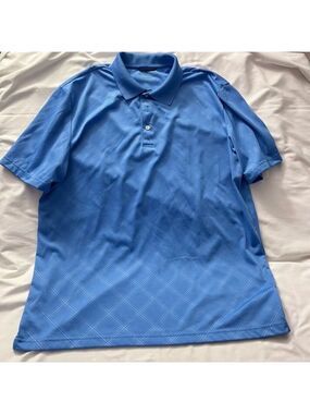 Chaps Men's Blue Plaid Performance Golf Polo Shirt Large